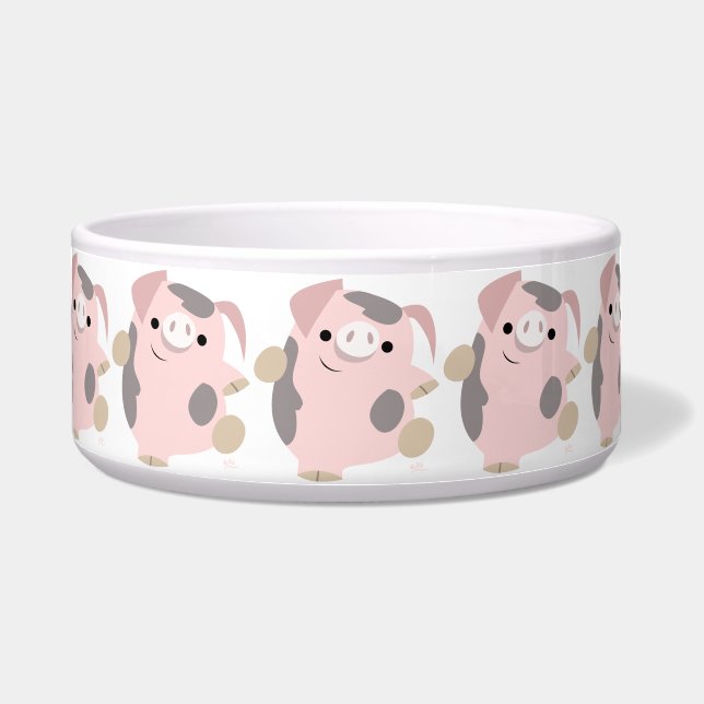 Cute Cartoon Dancing Pig Pet Bowl (Front)