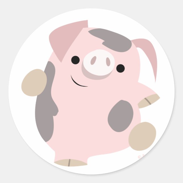 Cute Cartoon Dancing Pig Sticker (Front)