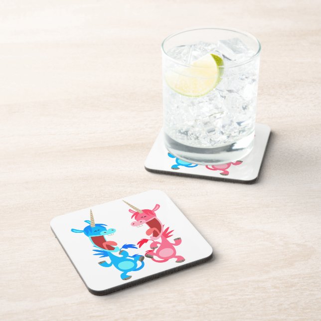 Cute Cartoon Dancing Unicorns Coasters Set (Right Side)