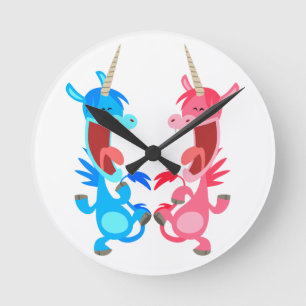 Cute Cartoon Dancing Unicorns Wall Clock