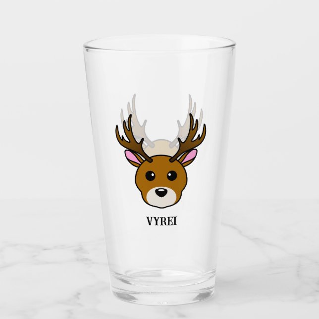 Cute Cartoon Deer Glass (Front)