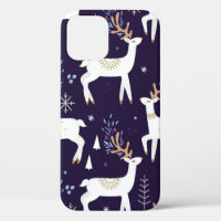 Cute cartoon deer seamless pattern, nursery backgr