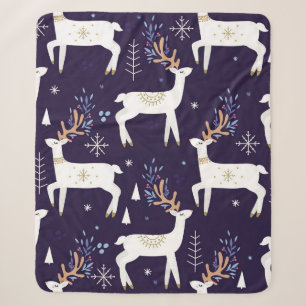 Cute cartoon deer seamless pattern, nursery backgr sherpa blanket
