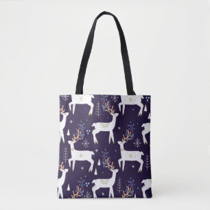 Cute cartoon deer seamless pattern, nursery backgr tote bag