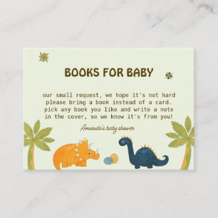 Cute Cartoon Dinosaur Baby Shower Books For Baby Enclosure Card