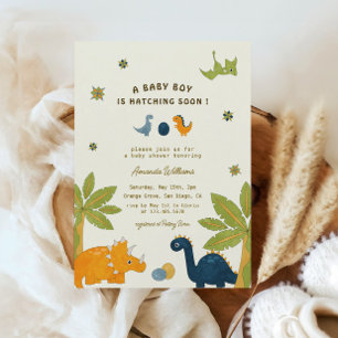 Cute Cartoon Dinosaur Baby Shower  Invitation