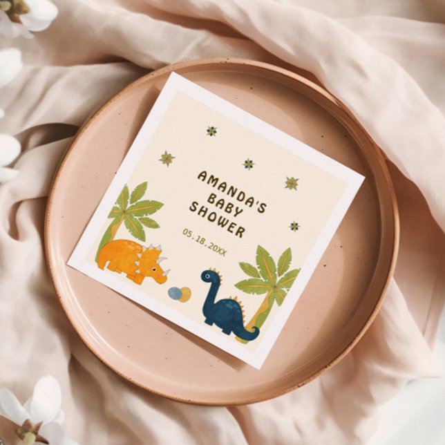 Cute Cartoon Dinosaur Baby Shower  Napkin (Creator Uploaded)
