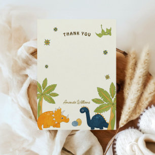 Cute Cartoon Dinosaur Baby Shower Thank You Card