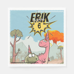 Cute Cartoon Dinosaur Birthday  Napkin
