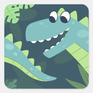 Cute Cartoon Dinosaur Children's Square Sticker