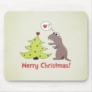 Cute Cartoon Dinosaur Christmas Mouse Pad