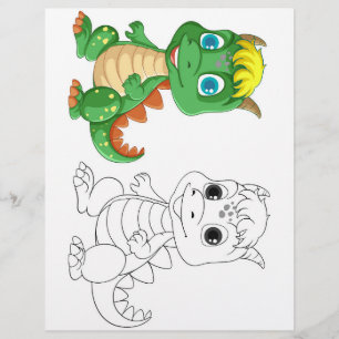 Cute Cartoon dinosaur colouring page