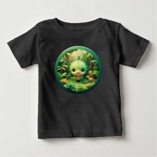 Cute Cartoon Dinosaur in Bamboo Forest Baby T-Shirt
