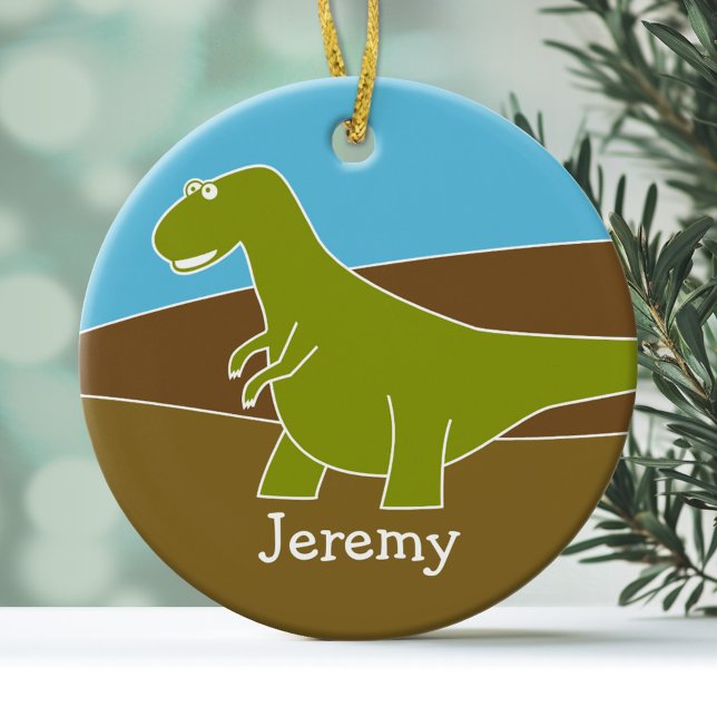 Cute Cartoon Dinosaur Ornament (Personalized Ornament - Dinosaur)