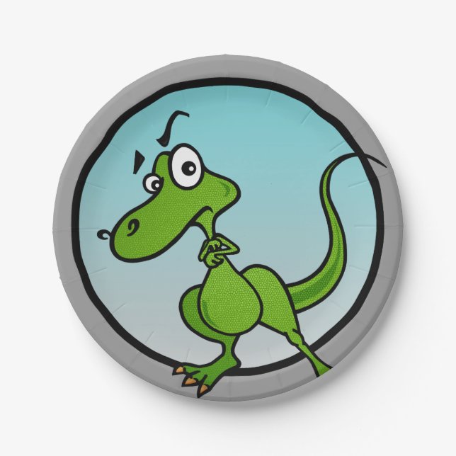 CUTE CARTOON DINOSAUR PAPER PLATE (Front)