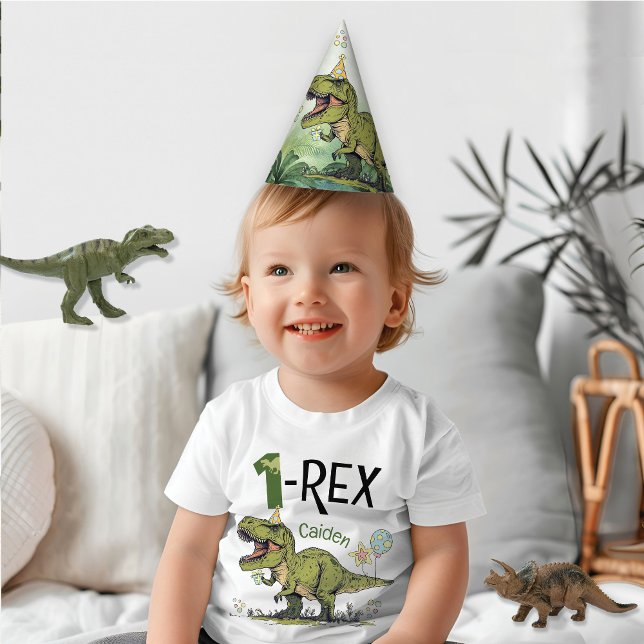 Cute Cartoon Dinosaur Theme Boy Kids Birthday Party Hat (Cute roaring t-rex dinosaur Jurassic theme boy kids birthday party hat, table decorations, a-saurus)