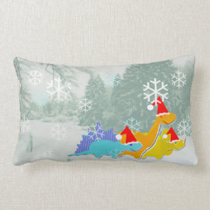 Cute Cartoon Dinosaurs Merry Christmas Lumbar Cushion