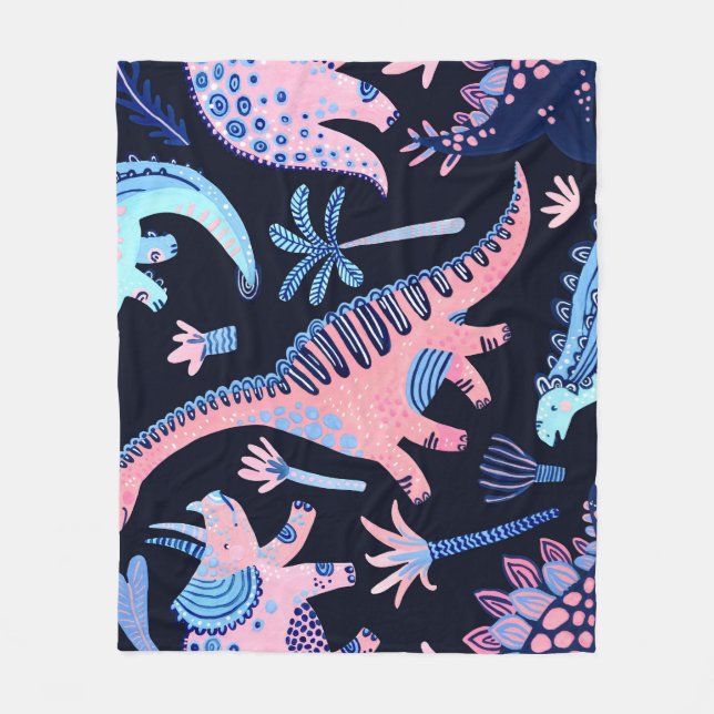 Cute cartoon dinosaurs pattern. fleece blanket (Front)