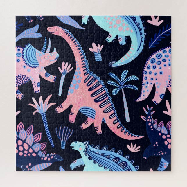 Cute cartoon dinosaurs pattern. jigsaw puzzle (Vertical)