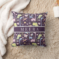 Cute Cartoon Dinosaurs Pattern Name Purple