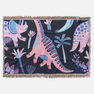 Cute cartoon dinosaurs pattern. throw blanket