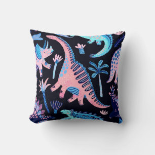 Cute cartoon dinosaurs seamless pattern in scandin cushion