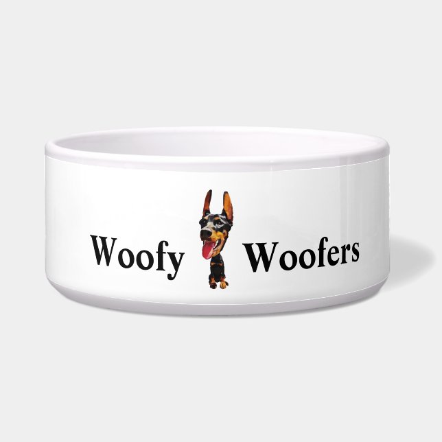 Cute Cartoon Doberman Pinscher Dog Bowl (Front)