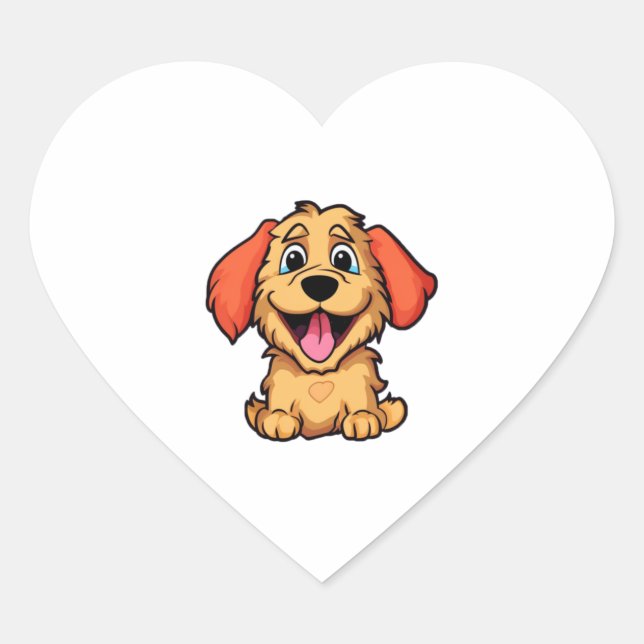 Cute cartoon dog 3 heart sticker (Front)