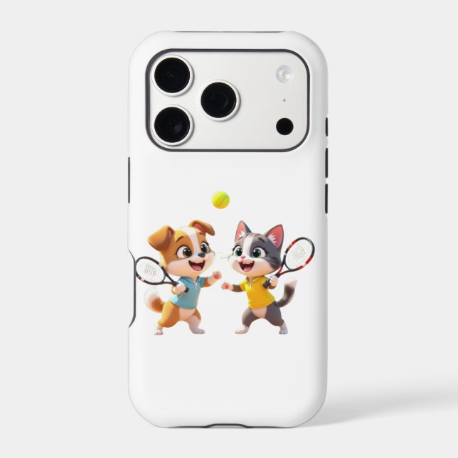 Cute Cartoon Dog and Cat Playing Padel Tennis – Fu (Back)