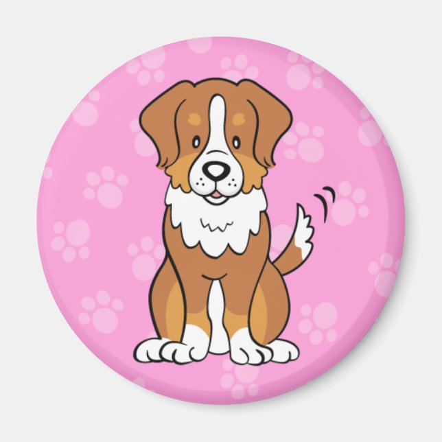 Cute Cartoon Dog Australian Shepherd Magnet (Front)
