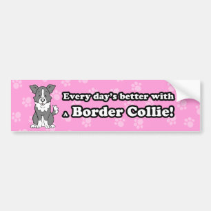 Cute Cartoon Dog Border Collie Bumper Sticker