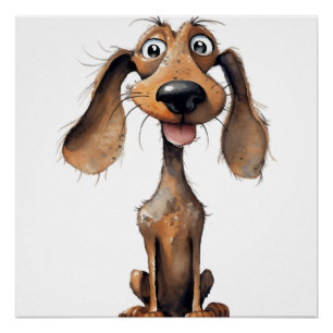 Cute Cartoon Dog Breed Art Collection  Poster