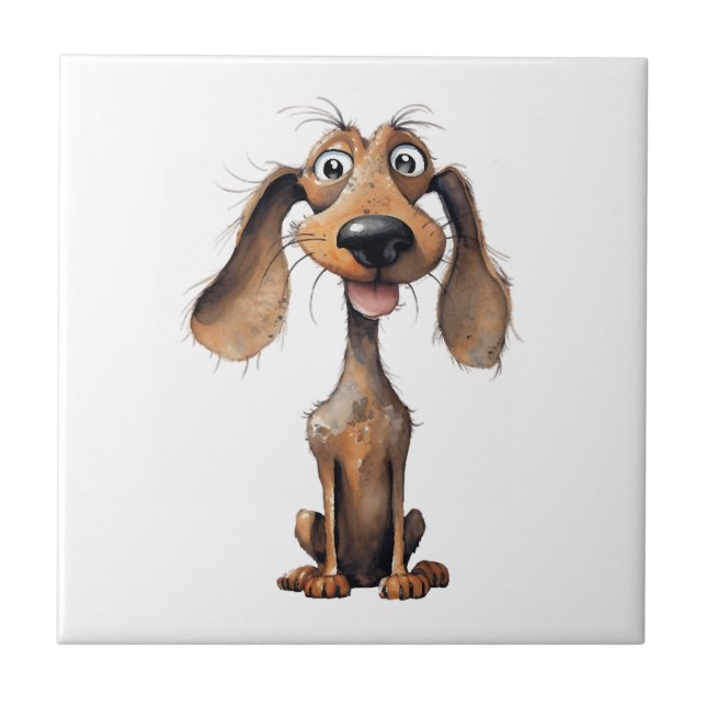 Cute Cartoon Dog Breed Art Collection  Tile (Front)