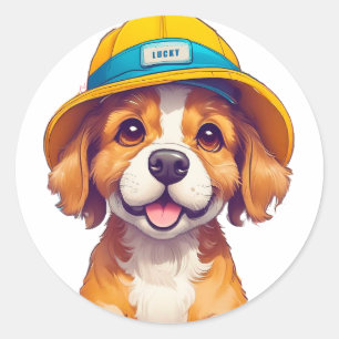 Cute cartoon dog classic round sticker