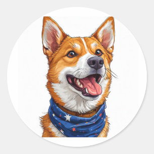 Cute Cartoon Dog Classic Round Sticker