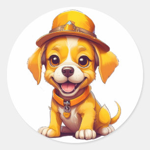 Cute cartoon dog classic round sticker