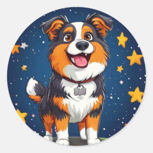 Cute cartoon dog classic round sticker