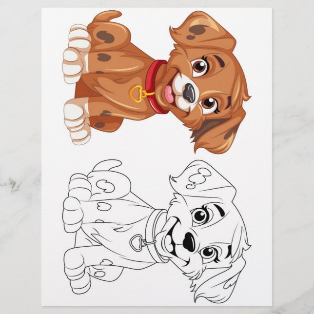 Cute Cartoon dog colouring page (Front)