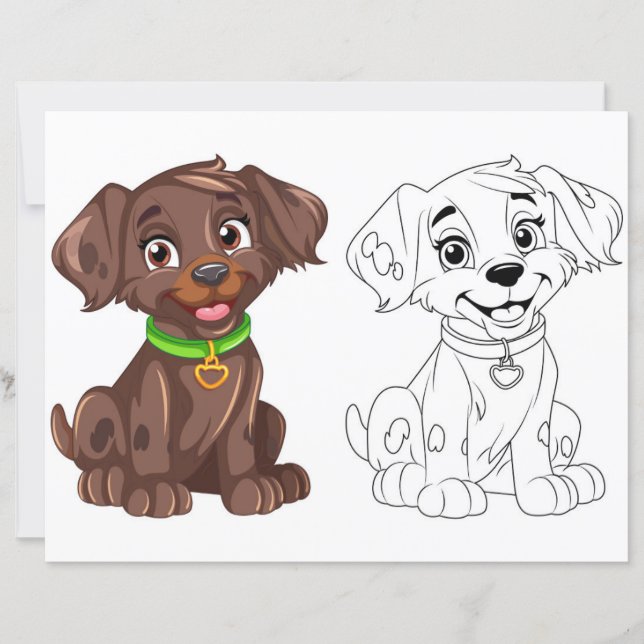 Cute cartoon dog colouring page (Front)