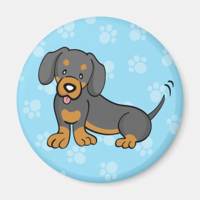 Cute Cartoon Dog Dachshund Magnet (Front)