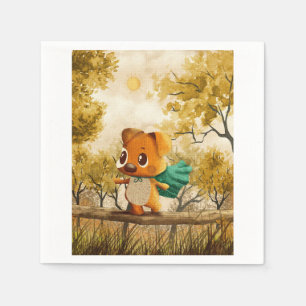 Cute Cartoon Dog in Nature” Napkin
