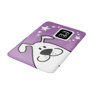 Cute Cartoon Dog Monogram Bath Mat