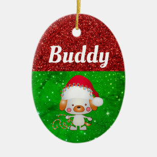Cute Cartoon Dog Pet Name Christmas Ceramic Tree Decoration