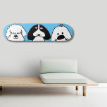 Cute Cartoon Dog Playful Pet Design Skateboard<br><div class="desc">Show off your love for dogs and skate culture with this adorable pink skateboard deck, featuring a playful trio of cartoon-style pups! The fun and minimalist design makes it perfect for dog lovers, pet groomers, and skaters who want a unique and eye-catching board. The bold black-and-white dog illustrations pop against...</div>
