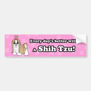 Cute Cartoon Dog Shih Tzu Bumper Sticker