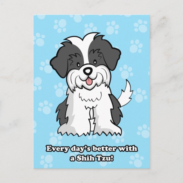 Cute Cartoon Dog Shih Tzu Postcard (Front)