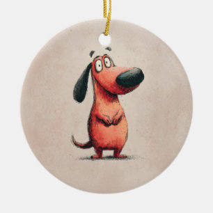 Cute Cartoon Dog Sketch Illustration Ceramic Tree Decoration