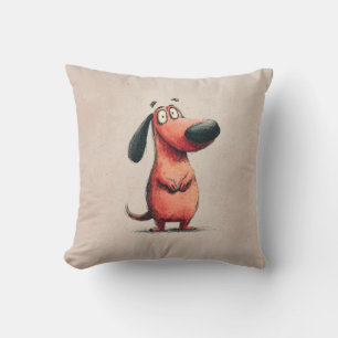 Cute Cartoon Dog Sketch Illustration Cushion