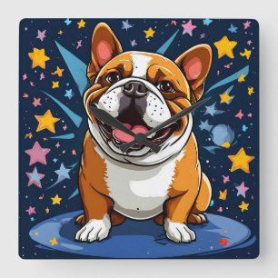 Cute cartoon dog square wall clock