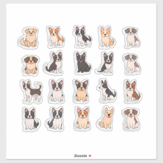 Cute Cartoon Dog Sticker Set With Bright Colours